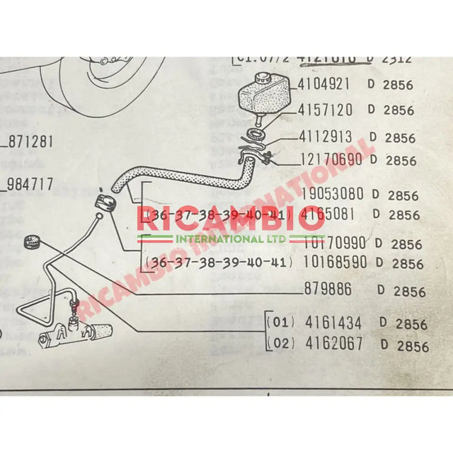 Brake Fluid Reservoir to Master Cylinder Copper Pipe & Union - Fiat 600 750 - Brake Parts and Components