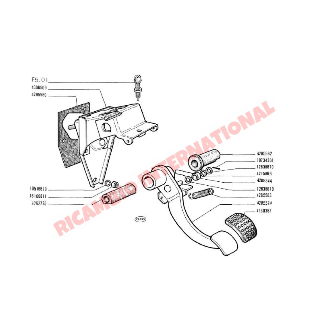 Brake Pedal Bush Kit (2 piece) - Classic Fiat 500 - Mechanical & Related Parts