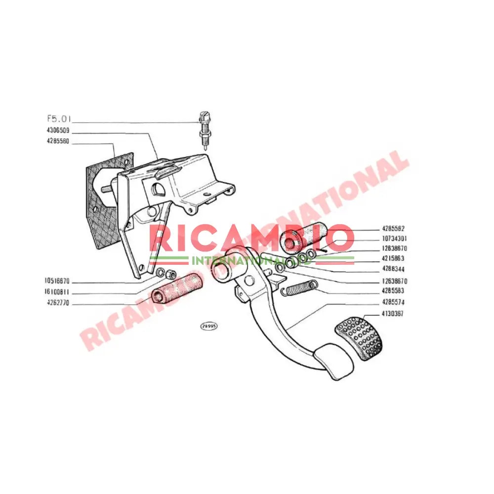 Brake Pedal Bush Kit (2 piece) - Classic Fiat 500 - Mechanical & Related Parts