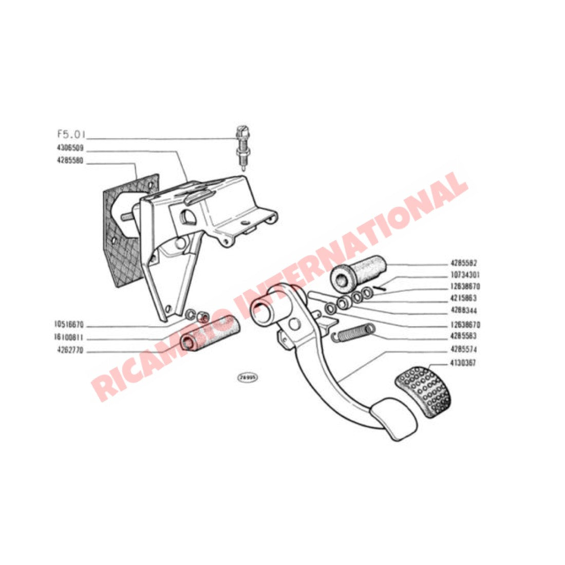 Brake Pedal Return Spring - Classic Fiat 500,600,850,125 - Brake Parts and Components