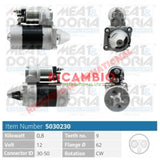 Brand New Starter Motor - Classic Fiat Panda,Uno,Cinquecento,Seicento,127 Autobianchi/Lancia A112,Seat Marbella
