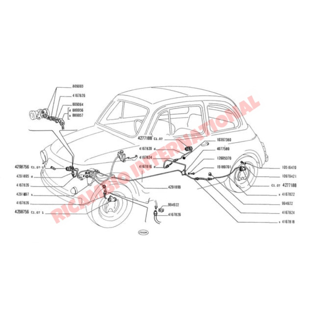 Brass Three Way Brake Joint/T-Piece (SHORT UNION) - Classic Fiat 500 600 - Brake Parts and Components