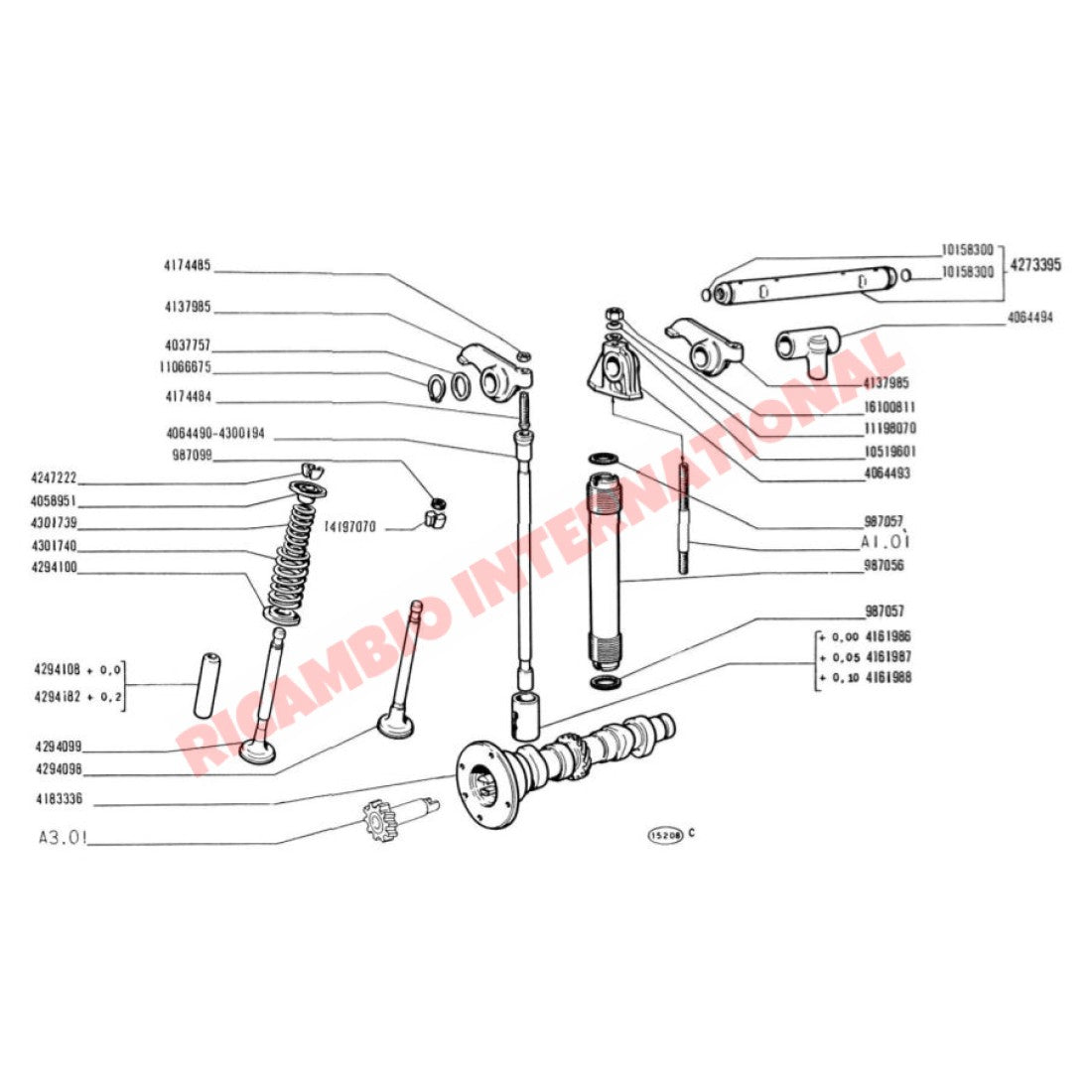 Cam Follower Tappet Kit (4) - Classic Fiat 500 126 - Mechanical & Engine Parts
