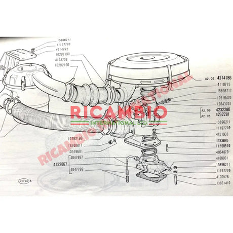 Carburettor to Air Filter Housing Rubber Seal - Fiat 850 - Fuel System