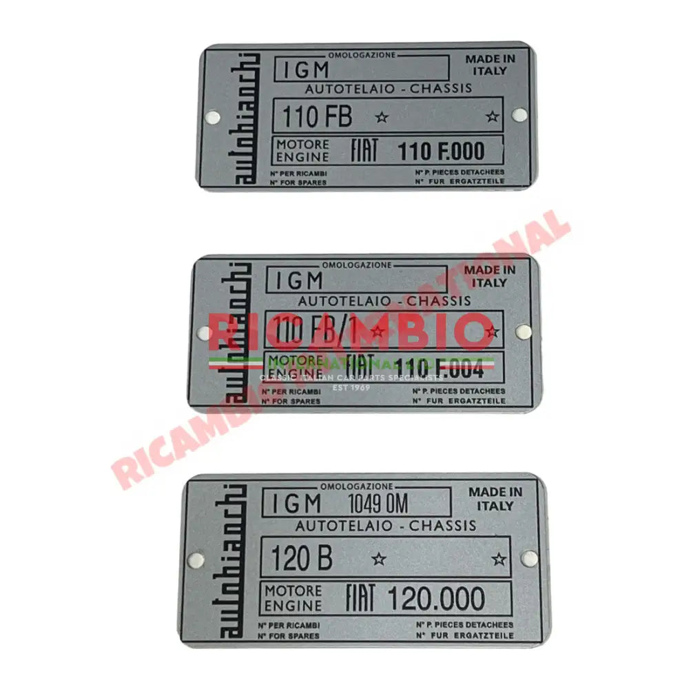 CHassis Plate - Autobianchi Bianchina - Badges & Emblems