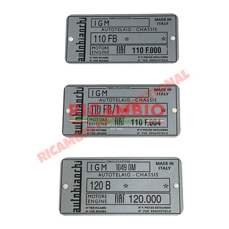 CHassis Plate - Autobianchi Bianchina - Badges & Emblems