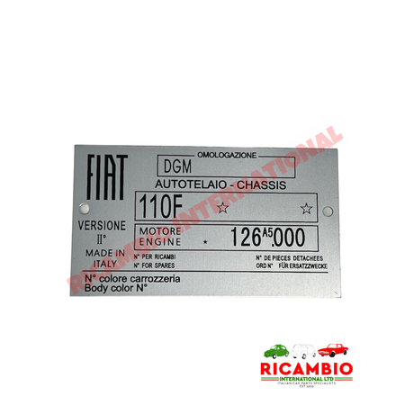 Chassis Plate - Classic Fiat 500 - Body Panels