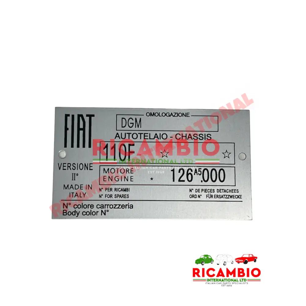 Chassis Plate - Classic Fiat 500 - Body Panels