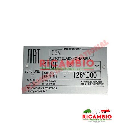 Chassis Plate - Classic Fiat 500 - Body Panels