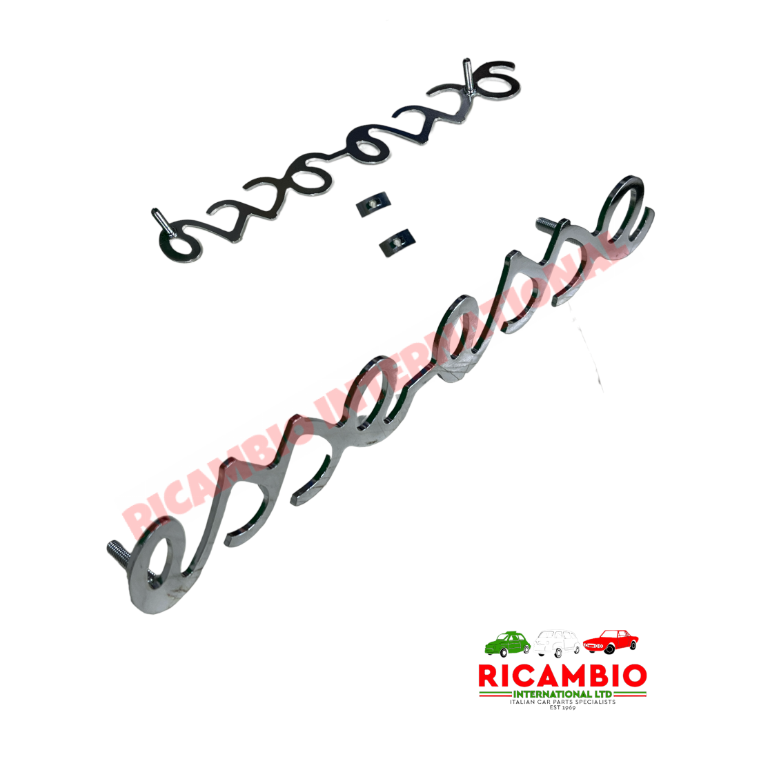 Chrome ’Esse Esse’ Badge & Clips - Classic Fiat 500 - Abarth
