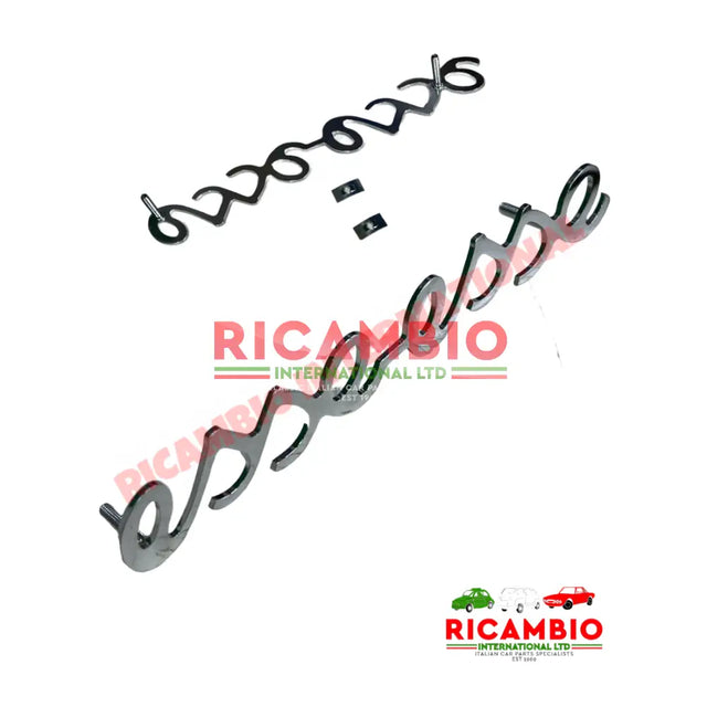 Chrome ’Esse Esse’ Badge & Clips - Classic Fiat 500 - Abarth