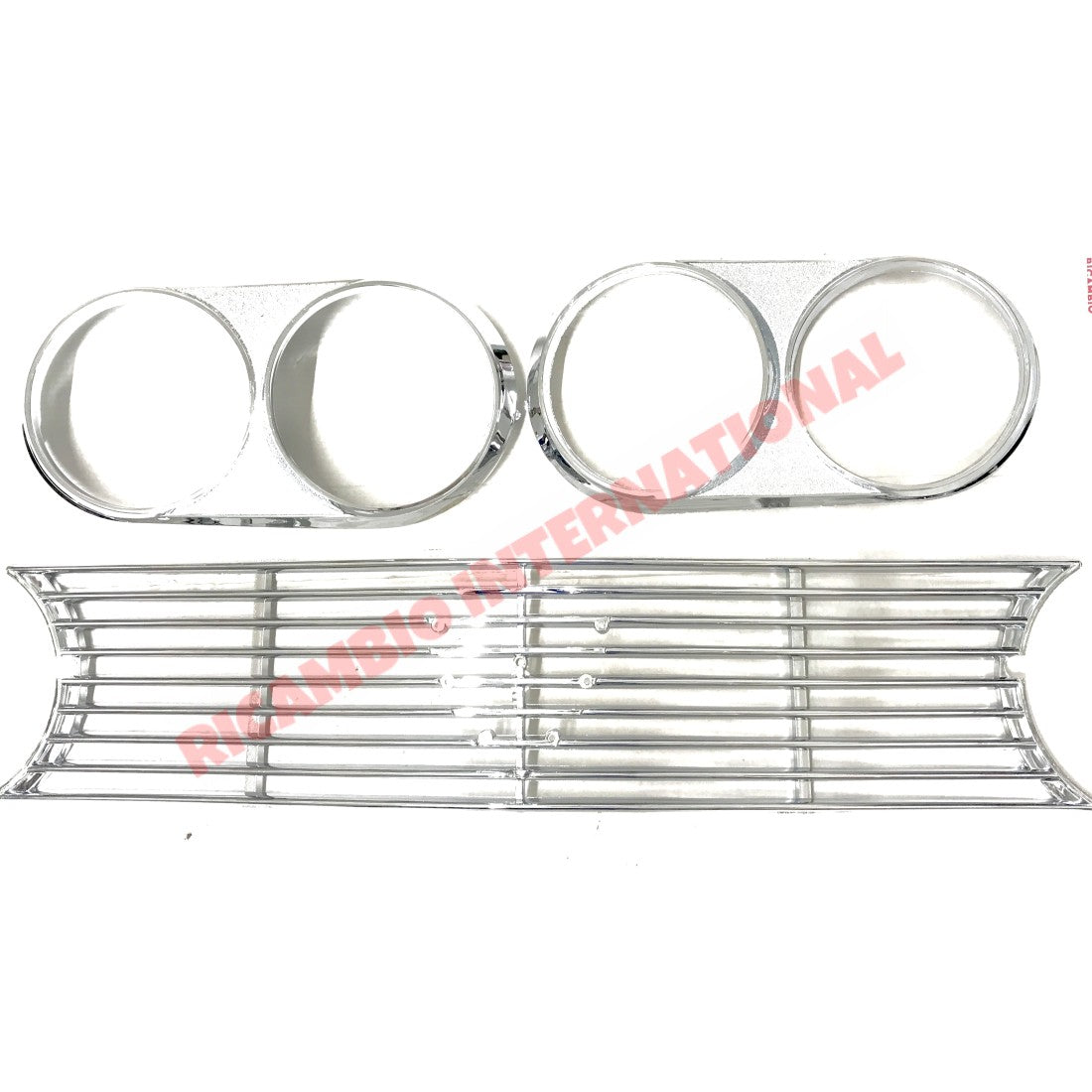 Chrome Front Grille & Head Lamp Trim Kit (3 piece) - Lancia Fulvia - Lancia Fulvia Exterior Parts
