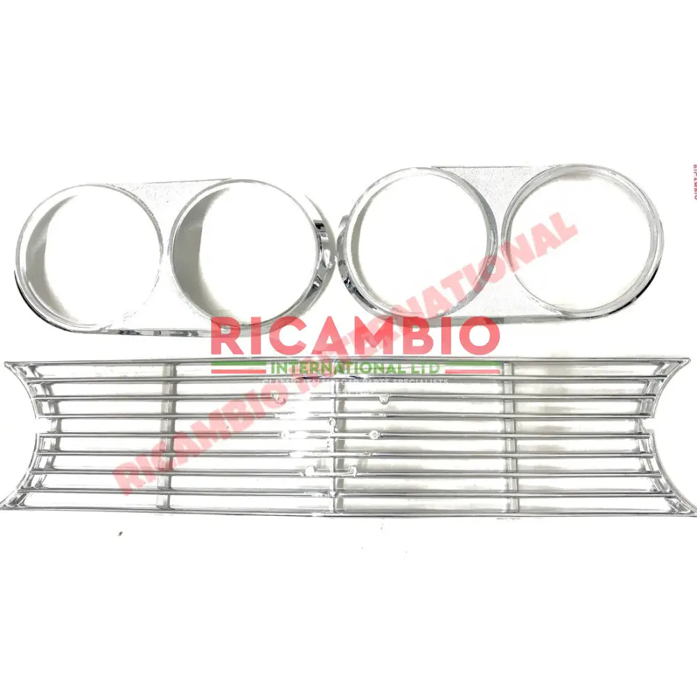 Chrome Front Grille & Head Lamp Trim Kit (3 piece) - Lancia Fulvia - Lancia Fulvia Exterior Parts