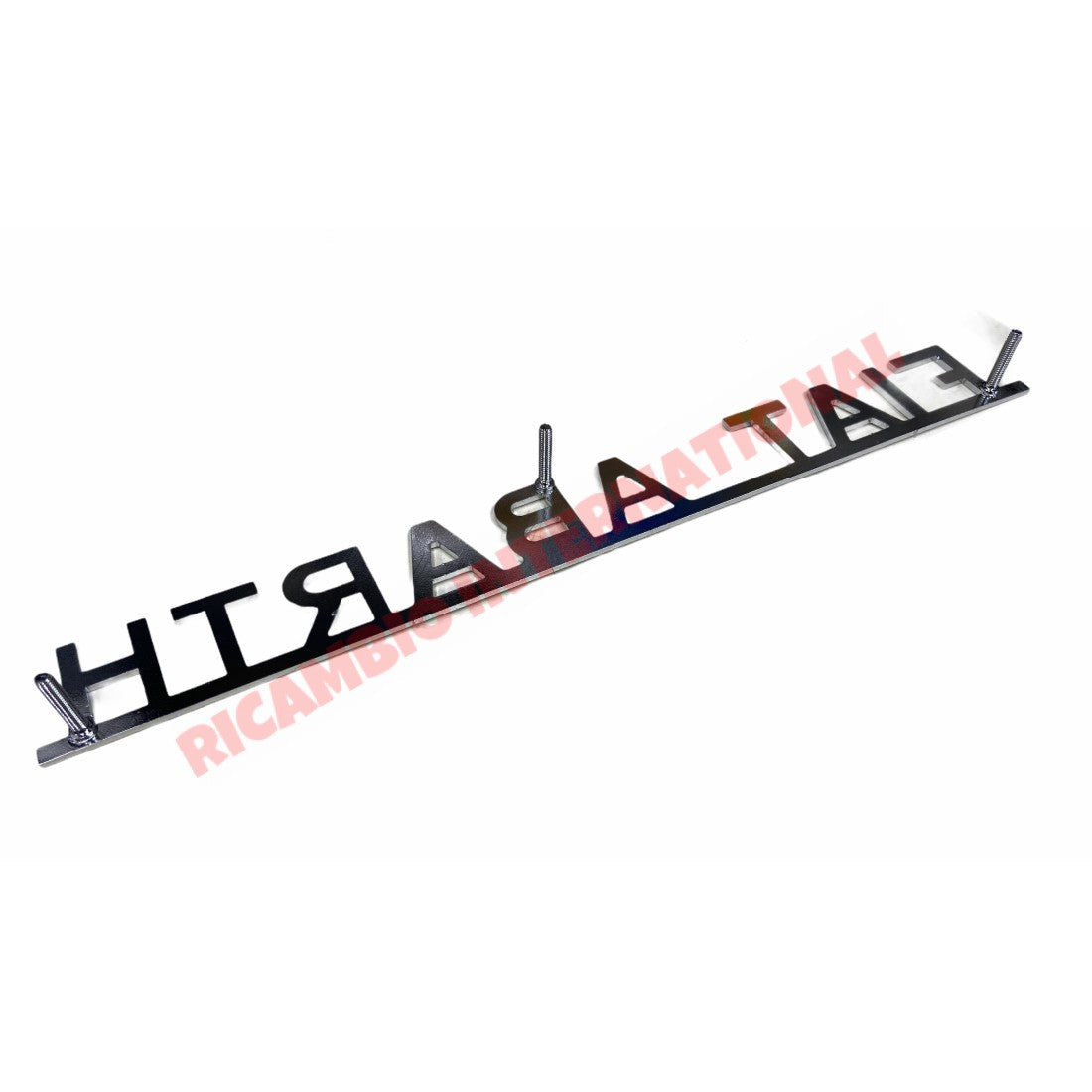 Chrome Metal Rear ’Fiat Abarth’ Badge & Clips - Classic Fiat 500,600,850,124,125,127,128 - Badge - Grill & Emblem