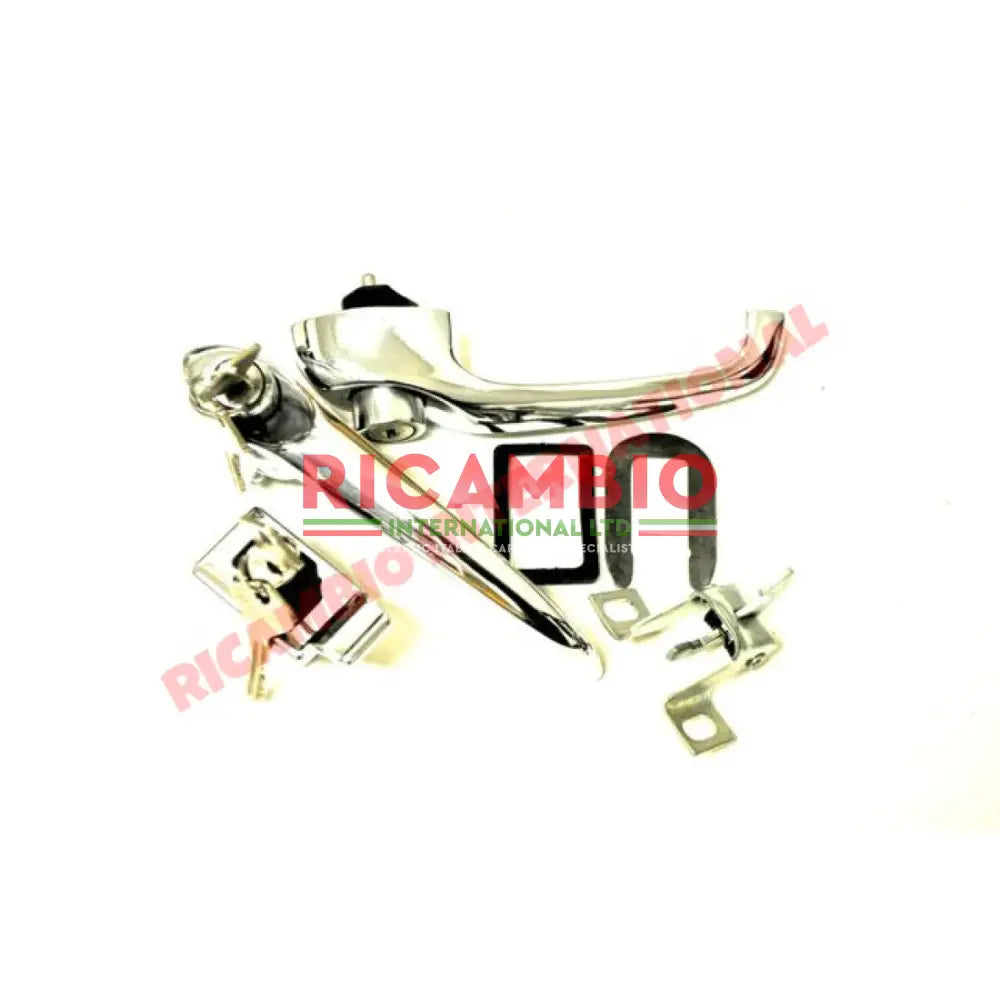 Chrome Outer Door Handle & Engine Lid Lock Kit (3 piece) - Classic Fiat 500 - Handles - Locks and Catches