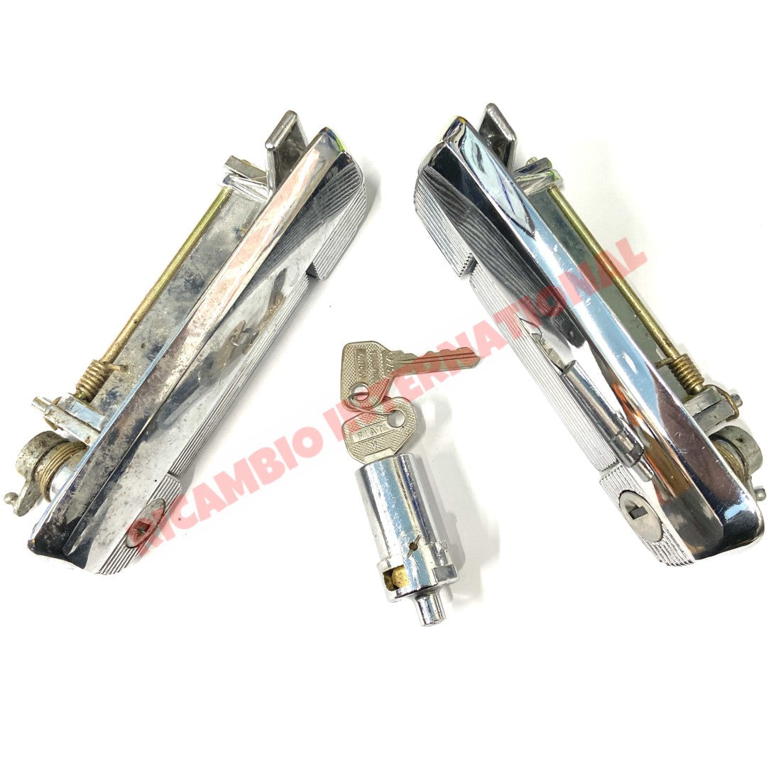 Chrome Outer Door Handle Kit (3 pieces) - Fiat 127 - Handles - Locks and Catches