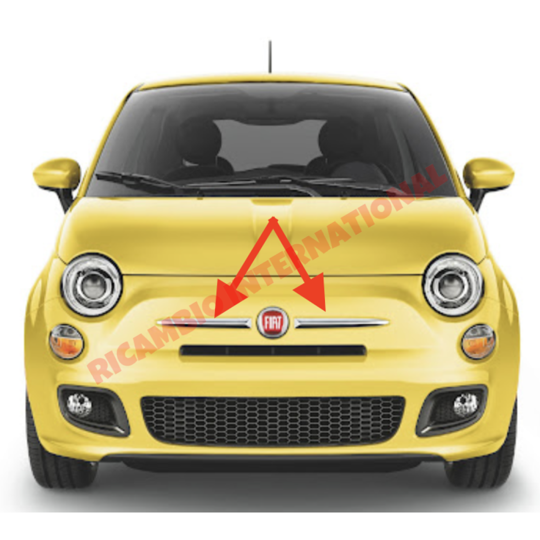 Chrome Plastic Front Badge Wing Kit - New Fiat 500