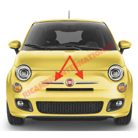 Chrome Plastic Front Badge Wing Kit - New Fiat 500