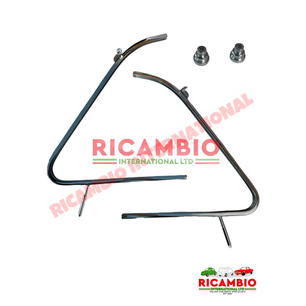 Chrome Quarter Light Frame Kit (BEST AVAILABLE) - Classic Fiat 500 D,F,L,R - Glass & Associated Parts