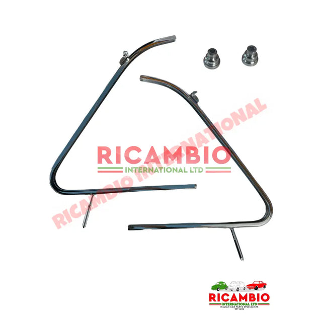 Chrome Quarter Light Frame Kit (BEST AVAILABLE) - Classic Fiat 500 D,F,L,R - Glass & Associated Parts