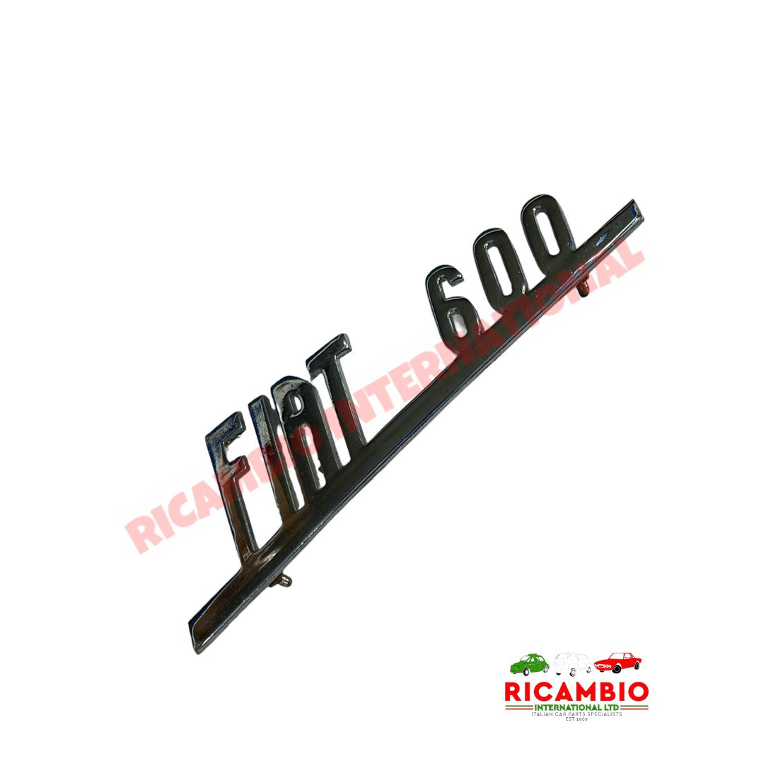 Chrome Rear Badge & Clips - Fiat 600 - Badge - Grill & Emblem