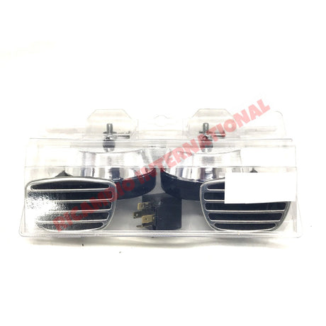 Chrome Twin Horn Kit - Classic Fiat Lancia Alfa Romeo Autobianchi - Car Care Products