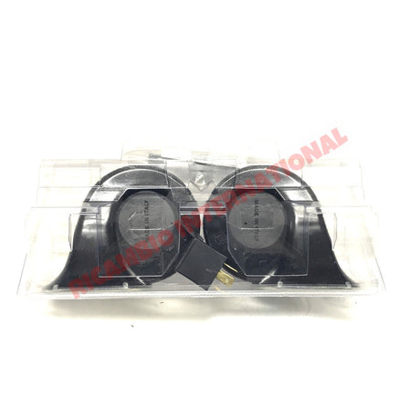 Chrome Twin Horn Kit - Classic Fiat Lancia Alfa Romeo Autobianchi - Car Care Products