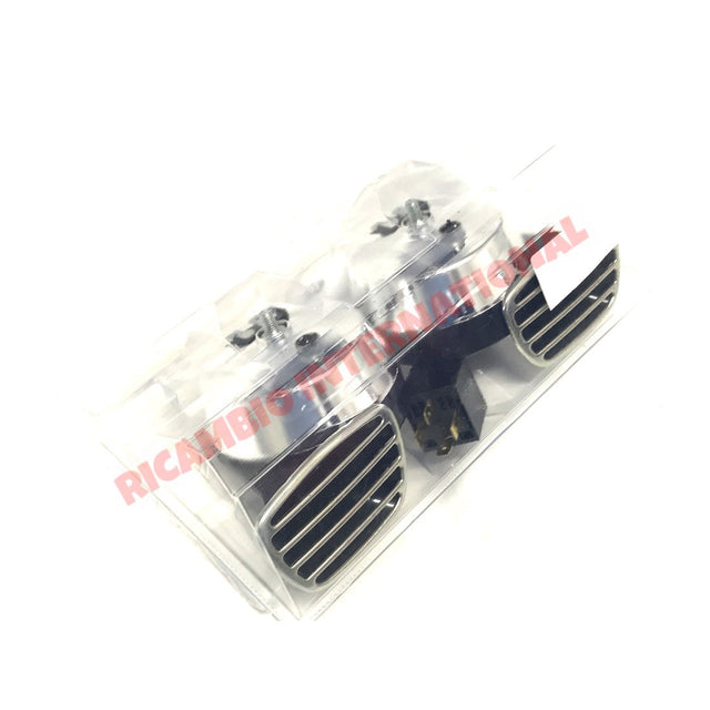 Chrome Twin Horn Kit - Classic Fiat Lancia Alfa Romeo Autobianchi - Car Care Products