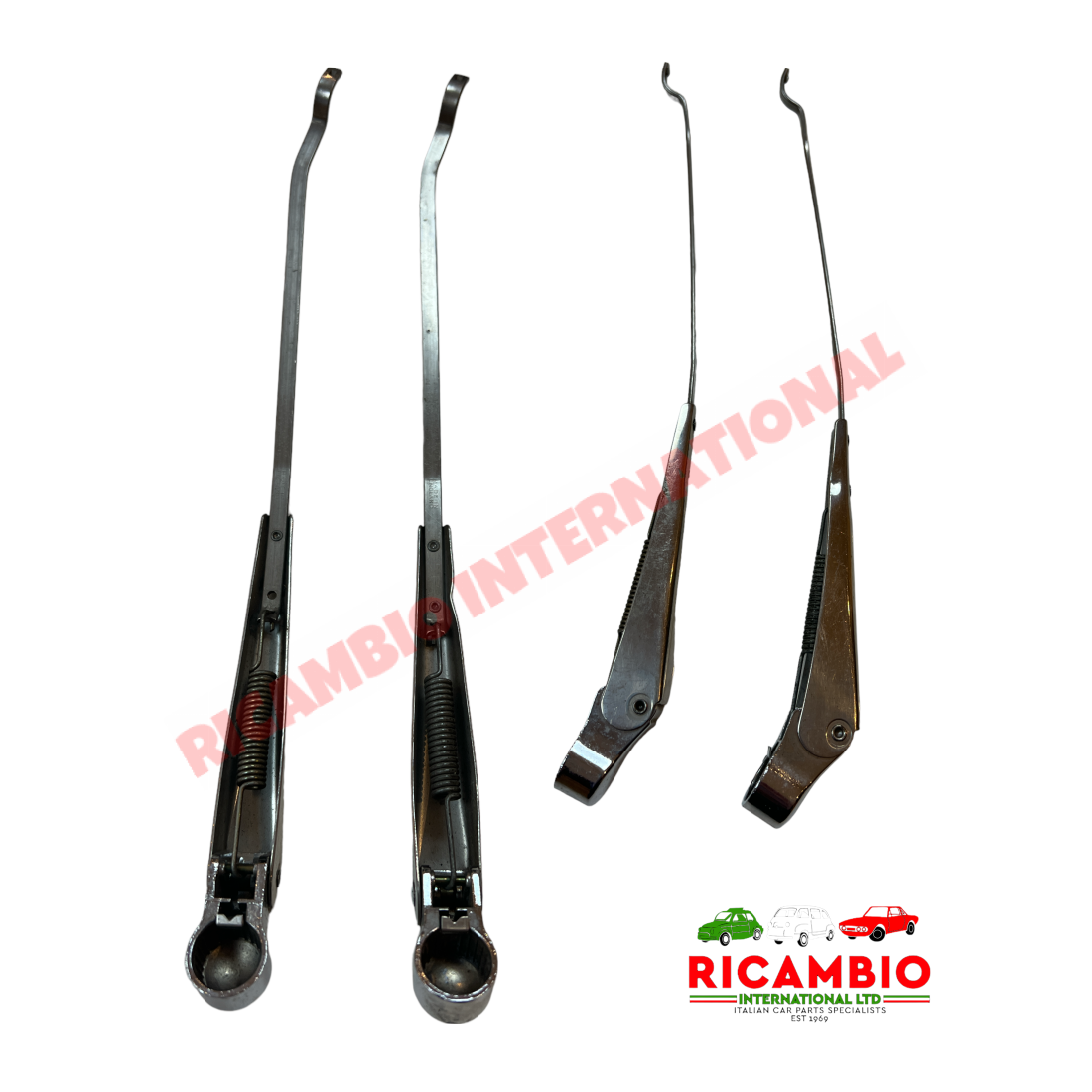 Chrome Wiper Arm (2) LHD - Fiat & Lancia Assorted - Push-on Spindle Wiper Arms