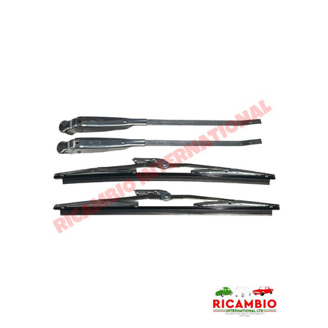 Chrome Wiper Arm and Blade Kit (LHD/Push on) - Classic Fiat 500 126 - Wiper - Washers & Associated Items