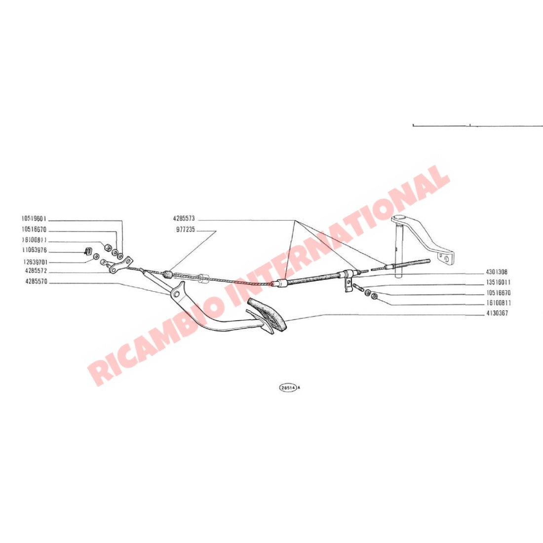 Clutch Pedal Shaft - Classic Fiat 500 126 - Gearbox and Parts