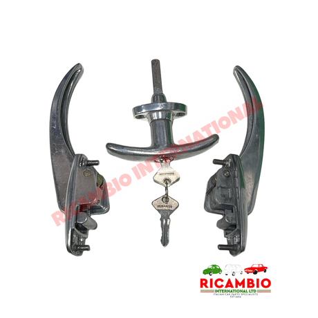Complete Aluminium Outer Door Handle and Tailgate Lock Set - Fiat 600 850T - Handles - Locks and Catches