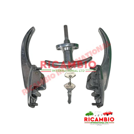 Complete Aluminium Outer Door Handle and Tailgate Lock Set - Fiat 600 850T - Handles - Locks and Catches