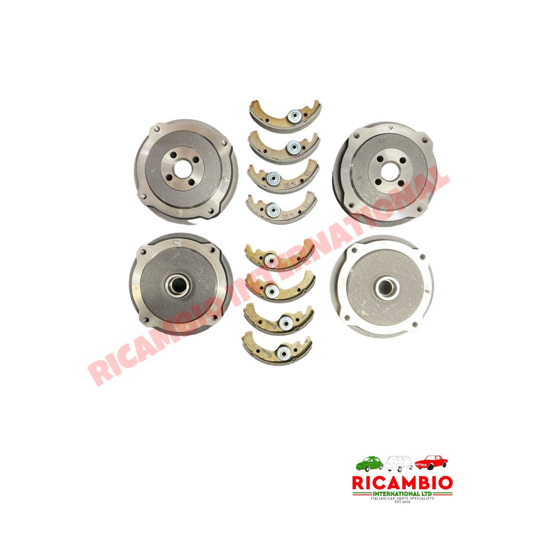 Complete Brake Drum & Shoe Kit (4 Wheels) - Classic Fiat 500 - Brakes & Associated Items