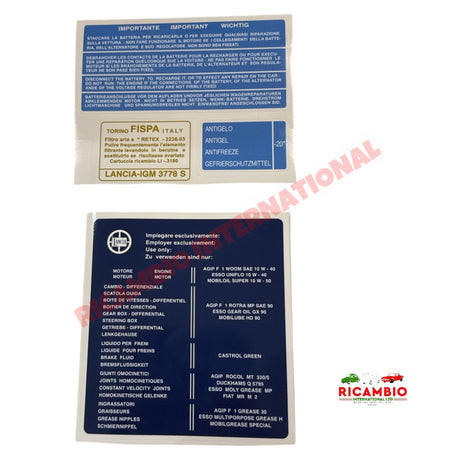 Complete Engine Sticker Kit - Lancia Fulvia - Stickers & Badges