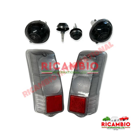 Complete Lamp Kit ’Smoked’ - Classic Fiat 500 - Front Lamps and Associated Items