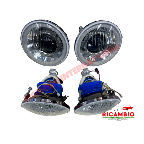 Complete LED HALO Head Lamp Kit (Chrome Reflector) - Classic Fiat 500 - Lighting & Associated Items