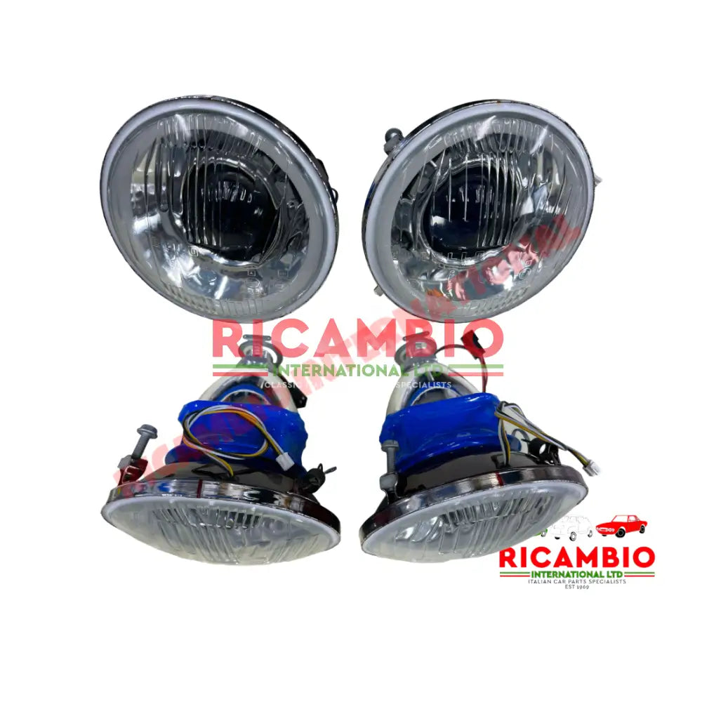 Complete LED HALO Head Lamp Kit (Chrome Reflector) - Classic Fiat 500 - Lighting & Associated Items