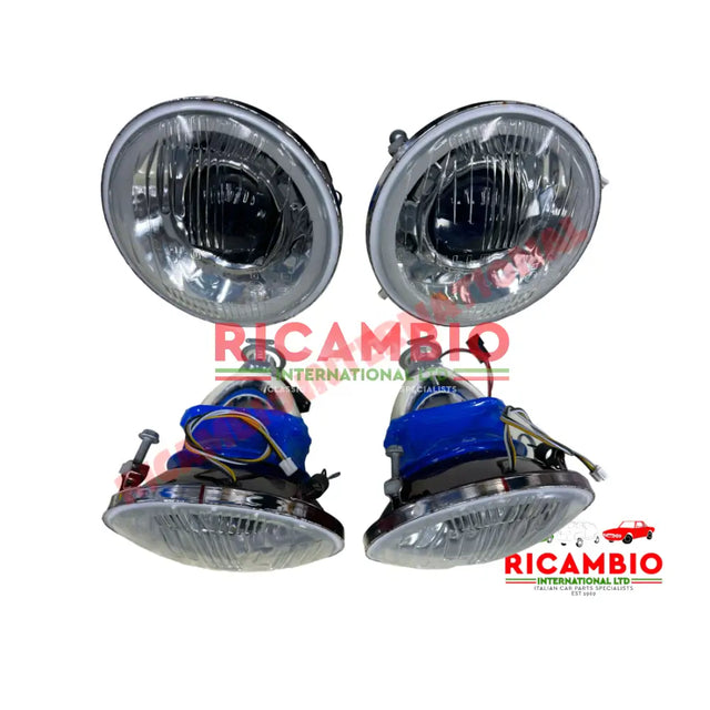 Complete LED HALO Head Lamp Kit (Chrome Reflector) - Classic Fiat 500 - Lighting & Associated Items