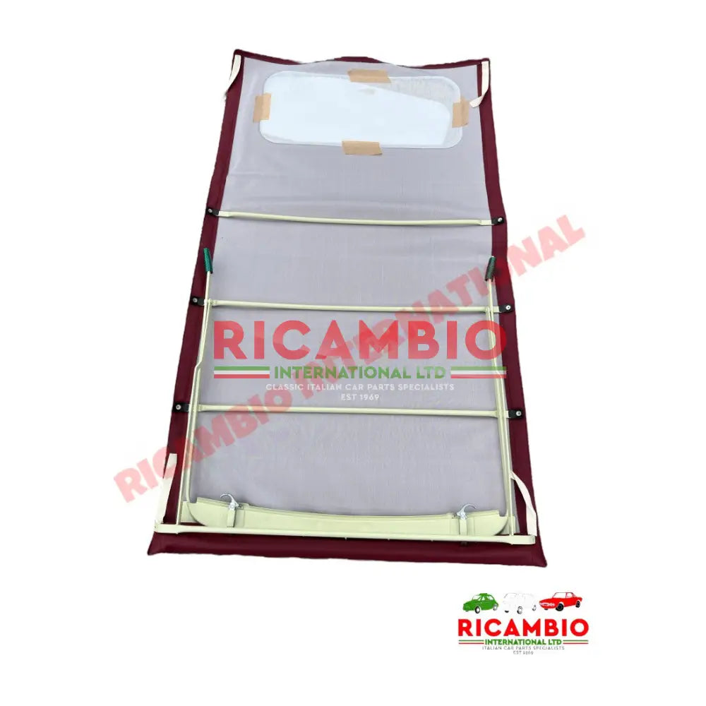 Complete Long Sunroof Assembly (BORDEAUX RED) - Classic Fiat 500 - Fiat 500 N/D Long Sunroof Canvas