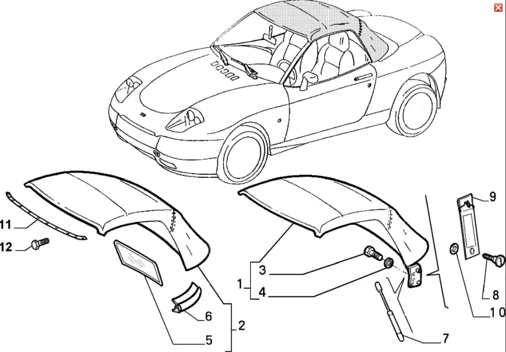 Convertible Roof Hydraulic Strut - Fiat Barchetta