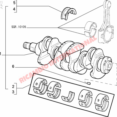 Crankshaft & Bearings Kit - Classic Fiat Panda Uno - Engine Parts