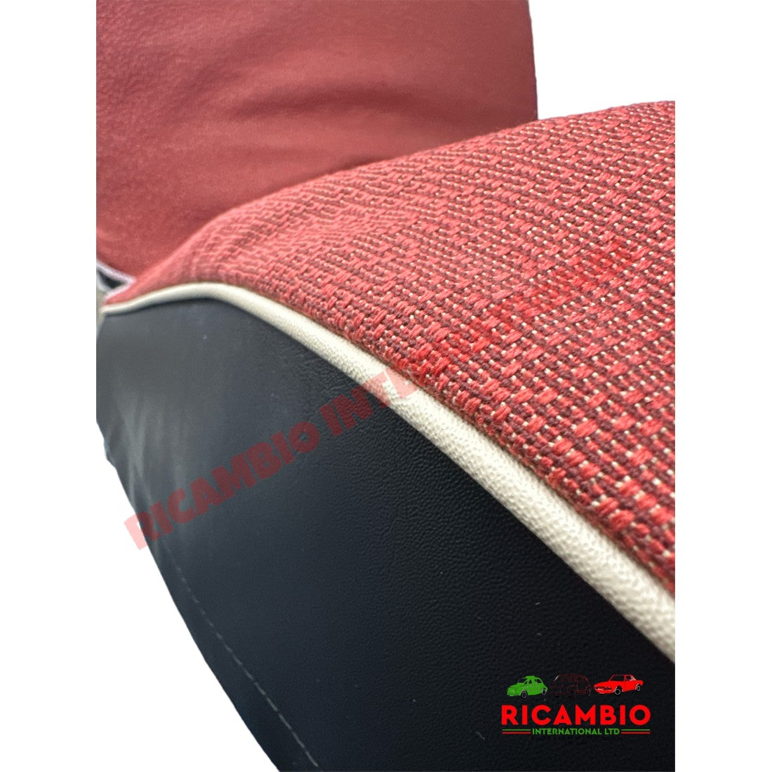 Dark Red Cloth & Vinyl Seat Covers Set - Classic Fiat 500 - Seat Covers - Padding and Seat Spring