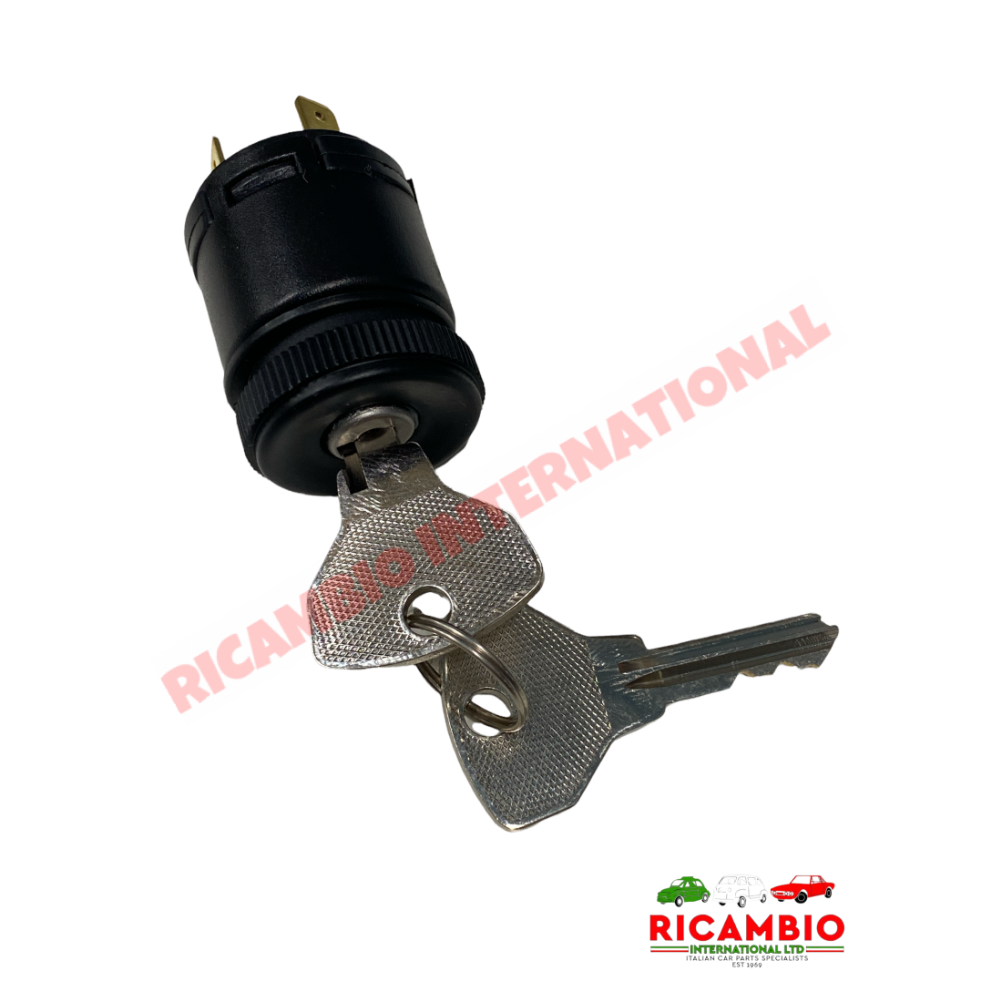 Dashboard Ignition Switch with Black Plastic Bezel & Keys - Classic Fiat 500 - Electrical