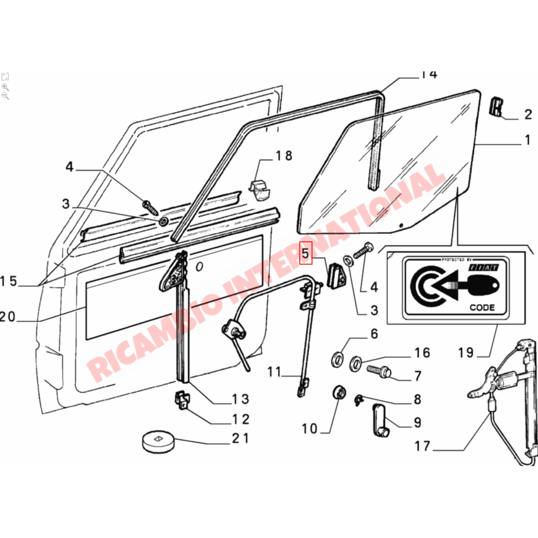 Door Glass Runner Clip - Classic Fiat Panda - Windows - Seals & Associated Parts