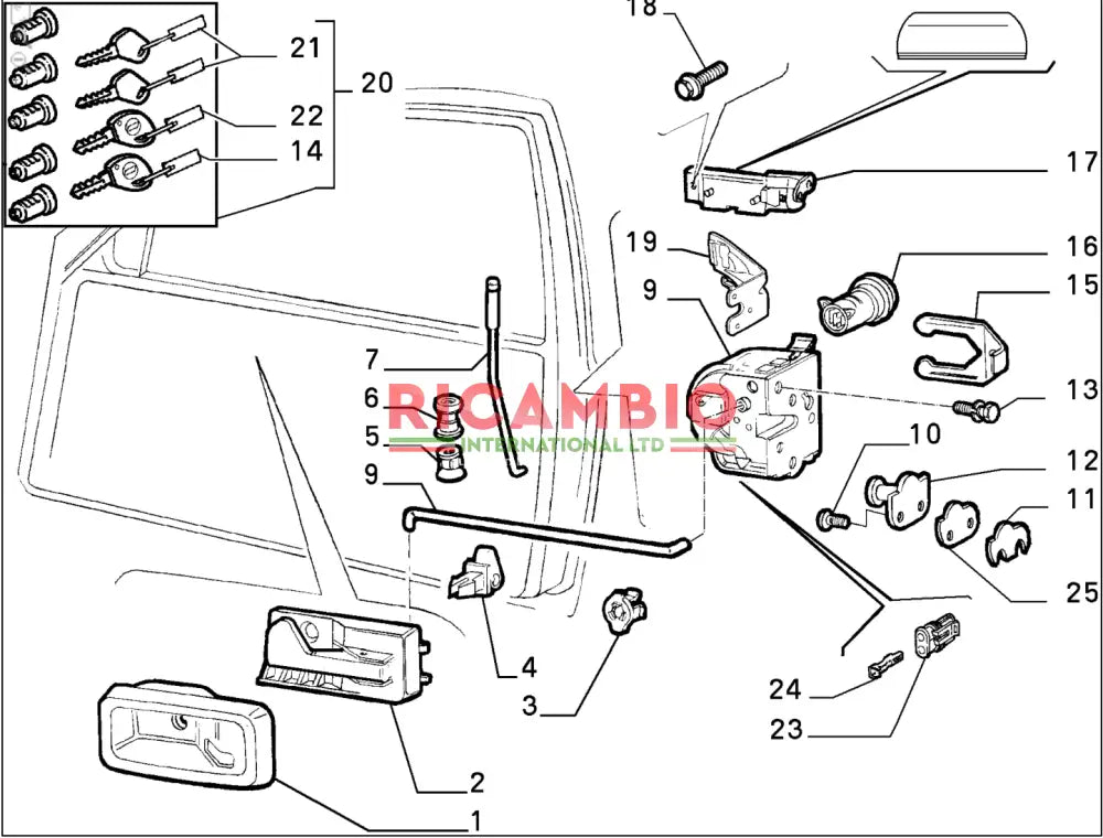 Door Lock Clip - Fiat Barchetta,Punto MK1,Seicento,Multipla - Handles - Locks and Catches