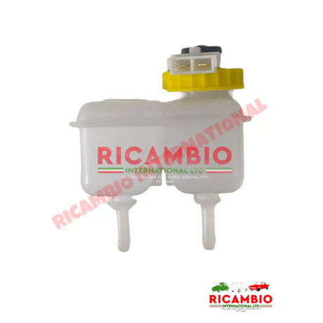 Dual Brake Fluid Reservoir Tank & Sensor Lid - Classic Fiat 500,126,600,850,124 plus many others - Uprated Brake Parts