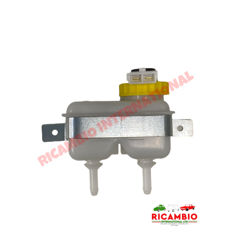 Dual Brake Fluid Reservoir Tank w/ Sensor Lid & Bracket Kit - Classic Fiat 500,126,600,850,124 plus many others