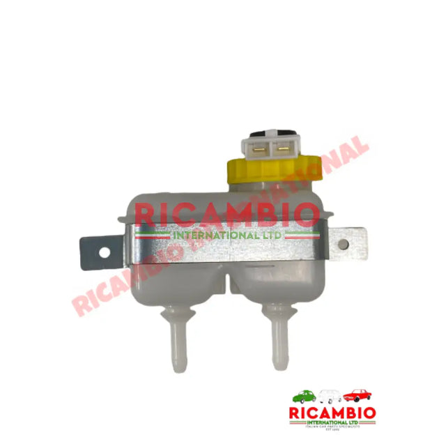 Dual Brake Fluid Reservoir Tank w/ Sensor Lid & Bracket Kit - Classic Fiat 500,126,600,850,124 plus many others