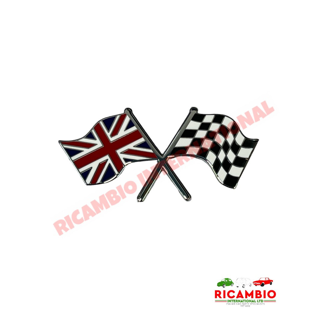 Enamel Metal Badge (British & Chequered Flag) - Badges & Emblems